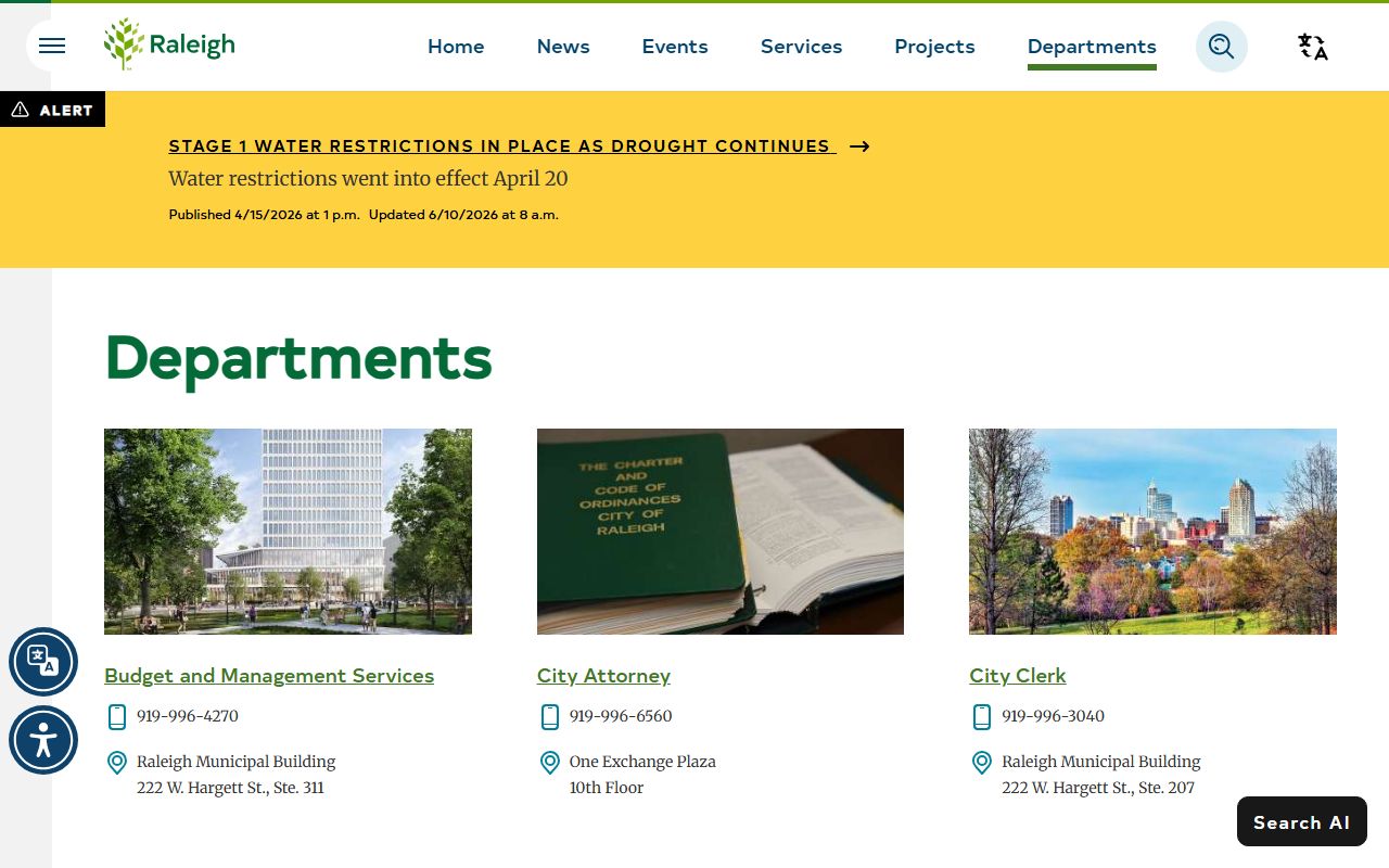 Raleigh phone directory departments directory