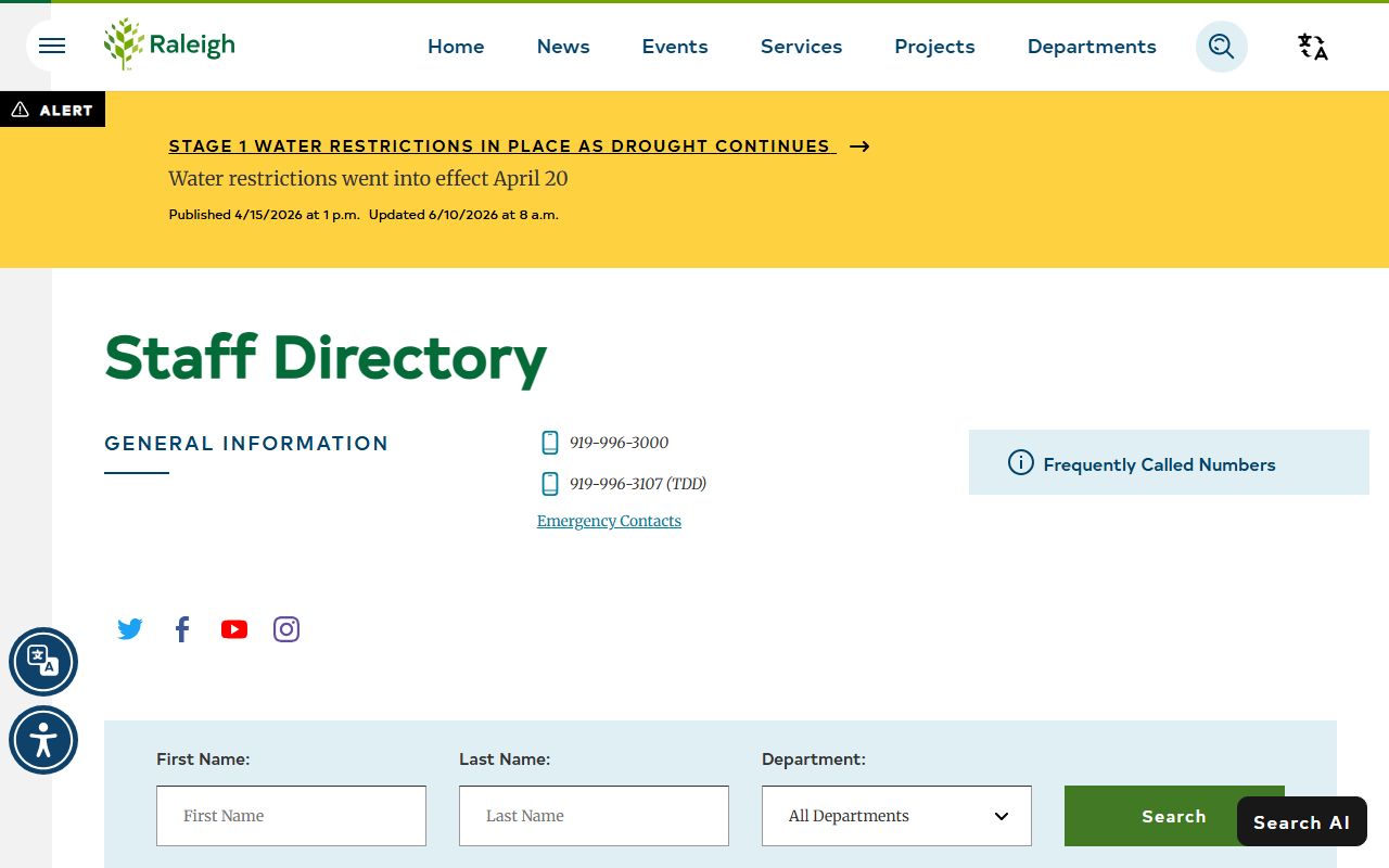 Raleigh phone directory staff directory search