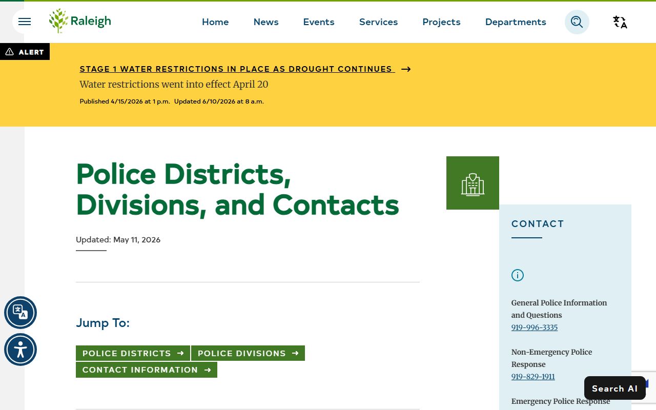 Raleigh phone directory police contacts