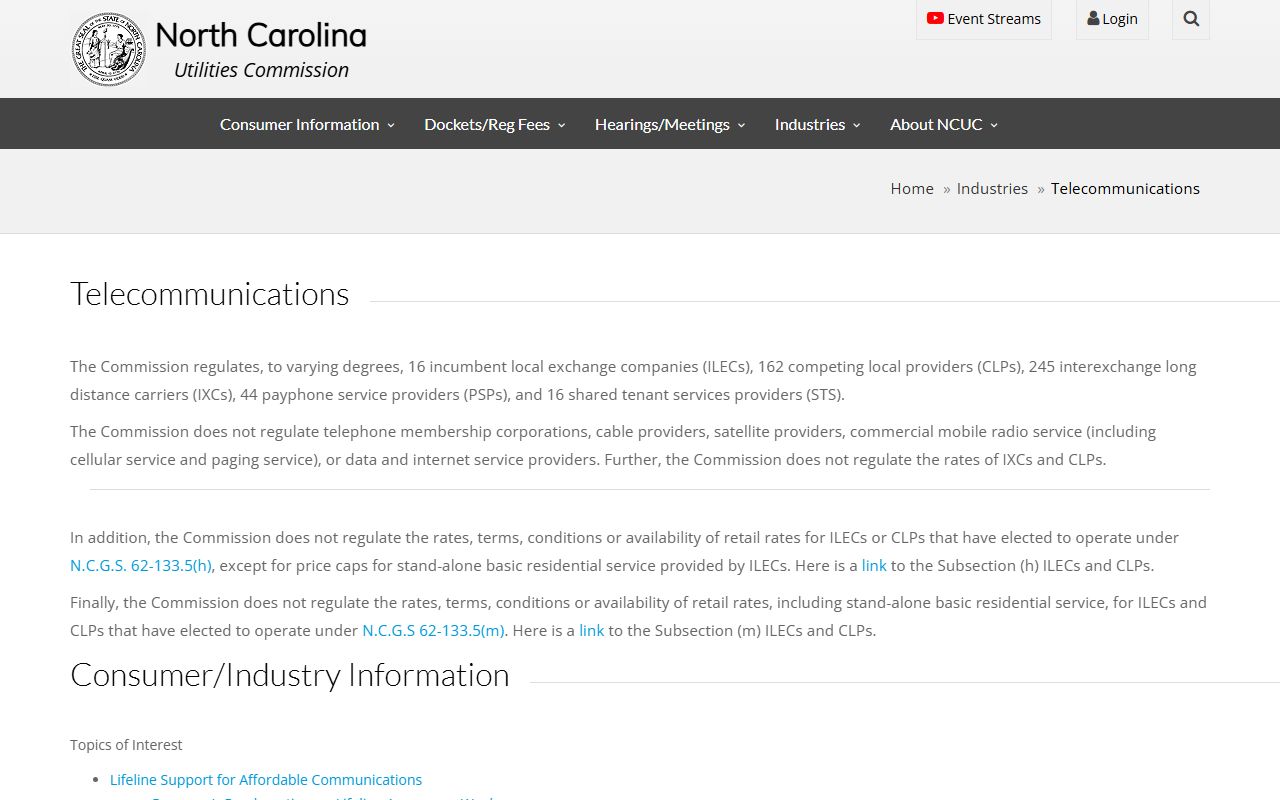 Raleigh phone area codes North Carolina Utilities Commission telecommunications page