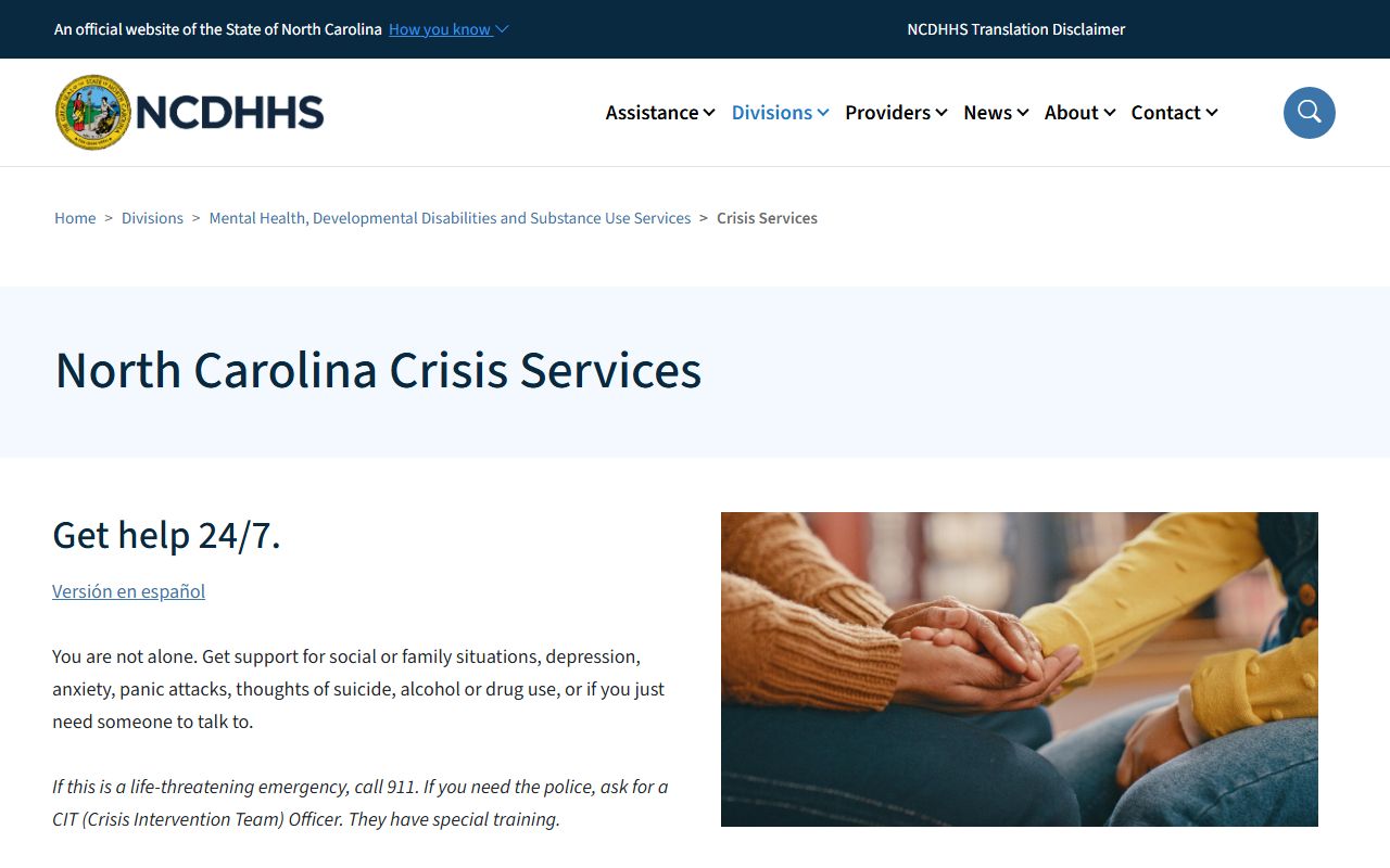Raleigh phone codes NCDHHS crisis services and 988 resources
