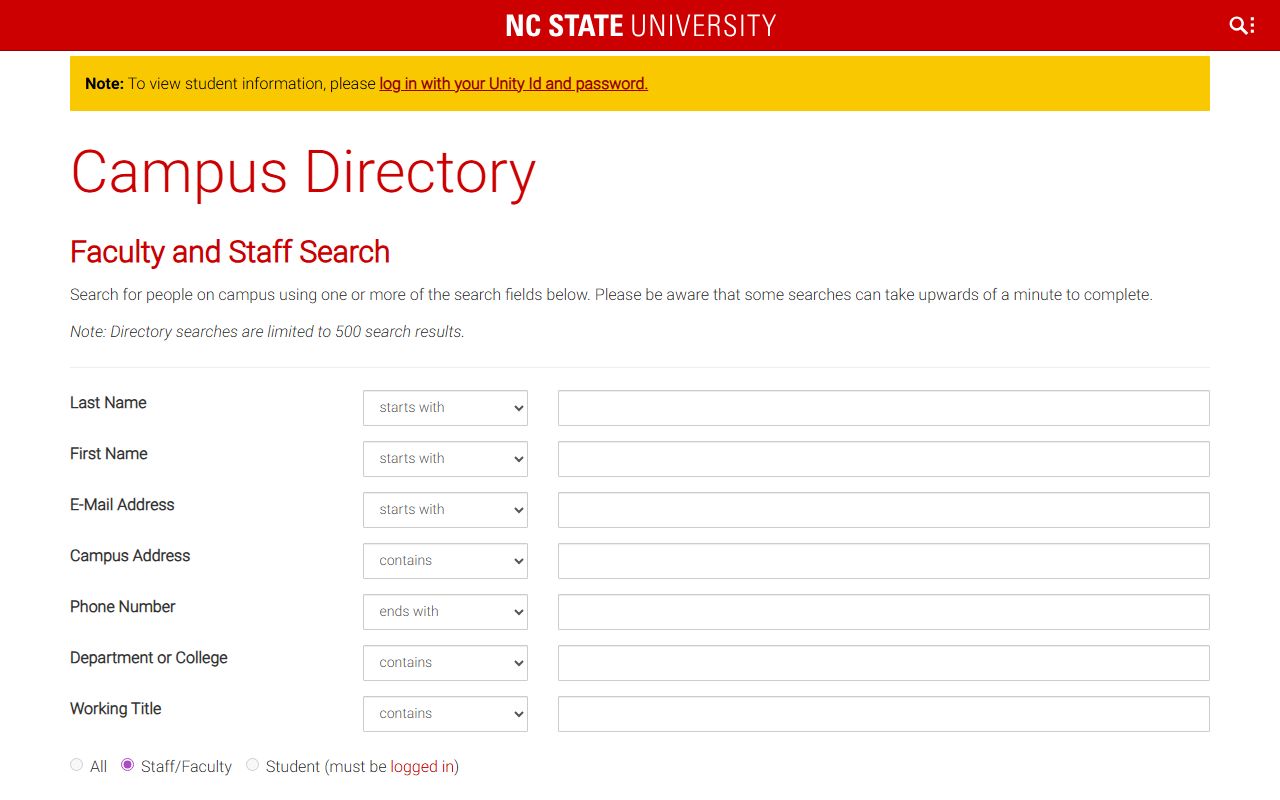 Raleigh phone numbers NC State University campus directory